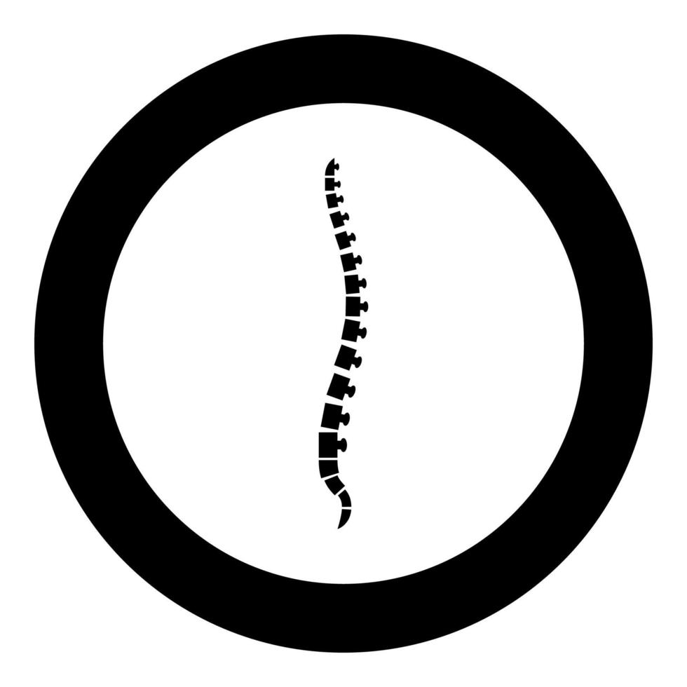 coluna vertebral humana vista lateral vértebras ícone de vértebras dorsais em círculo redondo ilustração vetorial de cor preta imagem de estilo plano vetor