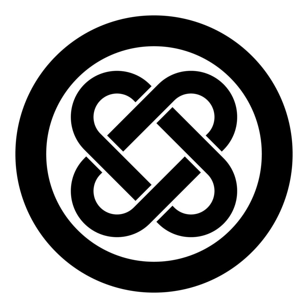 ícone de nó celta em círculo redondo imagem de estilo plano de ilustração vetorial de cor preta vetor