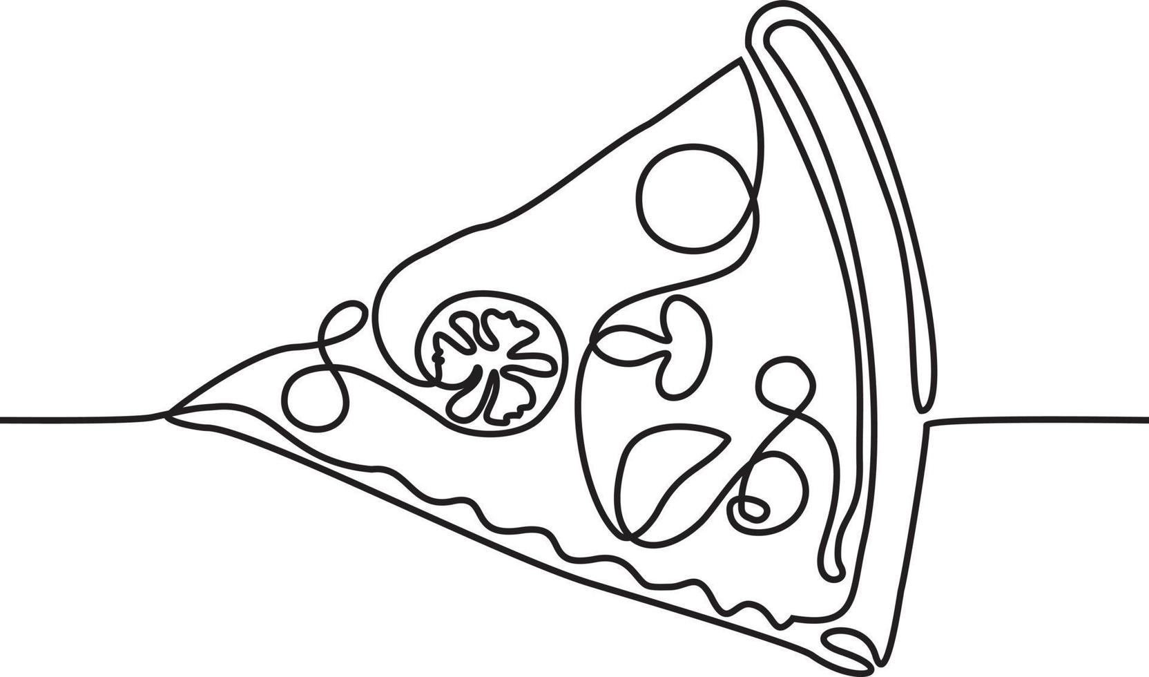 desenho de linha contínua de design minimalista de comida de pizza vetor