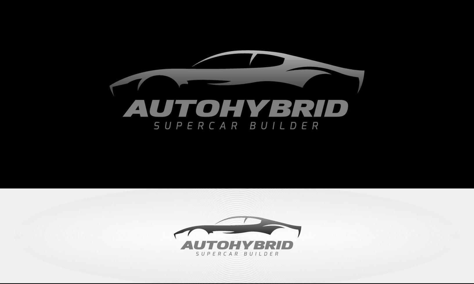 ilustração de logotipo de vetor de construtor supercarro híbrido auto. design de silhueta de super carro.