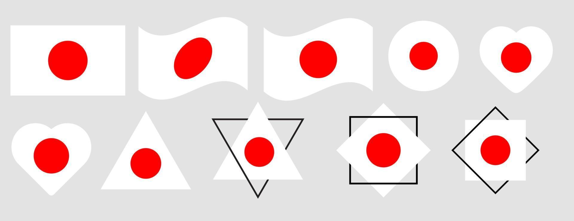 ilustração vetorial de bandeira do Japão. bandeira do Japão. ilustração vetorial de bandeira do Japão. vetor eps 10. conjunto de bandeira do Japão.
