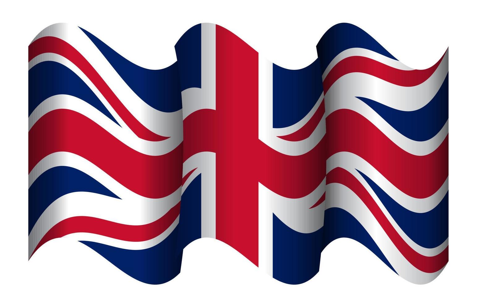 bandeira de Union Jack, Reino Unido, Inglaterra, ilustração vetorial de bandeira do Reino Unido. bandeira da Grã-Bretanha - ilustração 3d. ilustração 3D. acenando a bandeira colorida da Grã-Bretanha. vetor