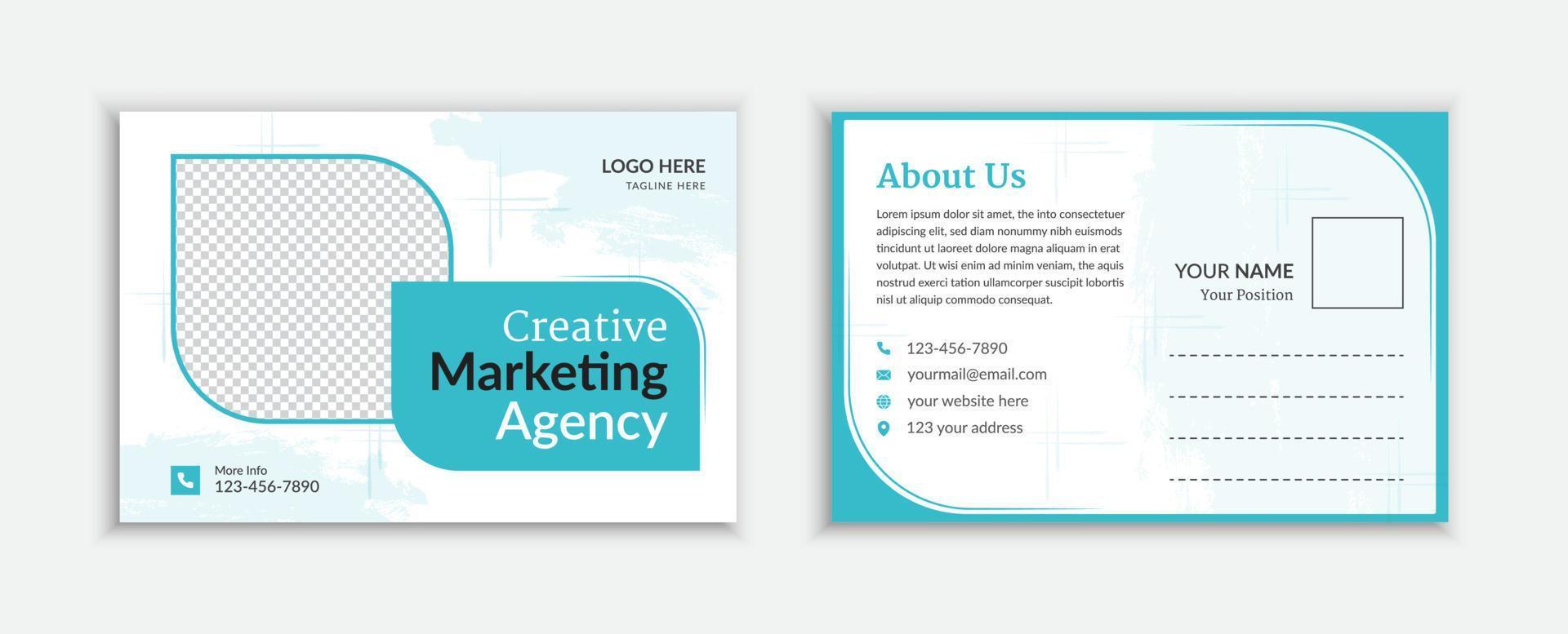 design de modelo de cartão postal de agência de marketing corporativo vetor