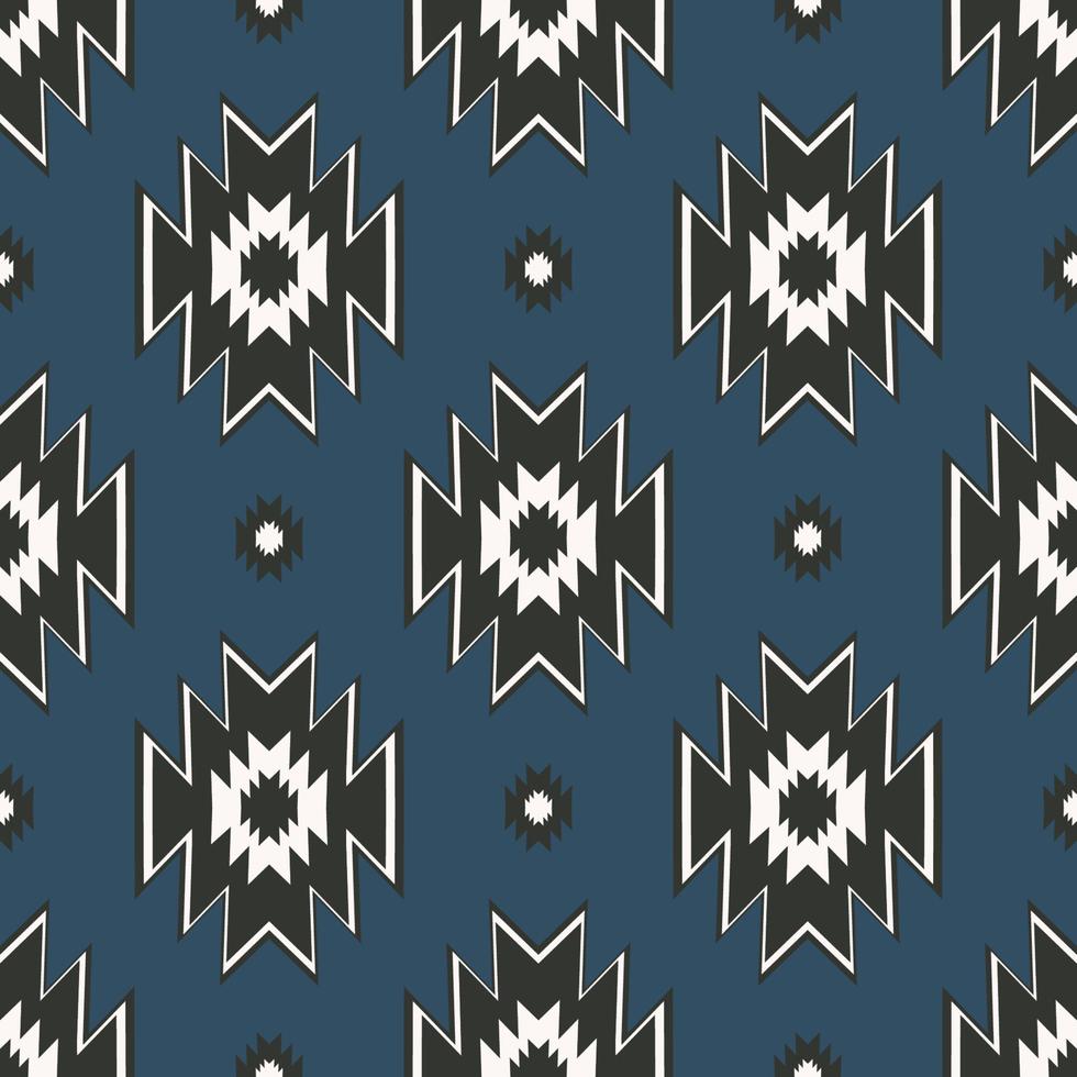 forma geométrica asteca nativa cor moderna design de padrão simples sem costura sobre fundo azul. uso para tecido, têxtil, elementos de decoração de interiores, estofados, embrulhos. vetor