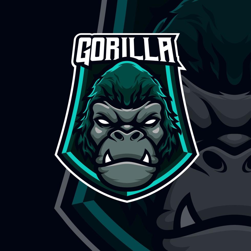 modelo de logotipo do mascote de jogos gorilla esport vetor