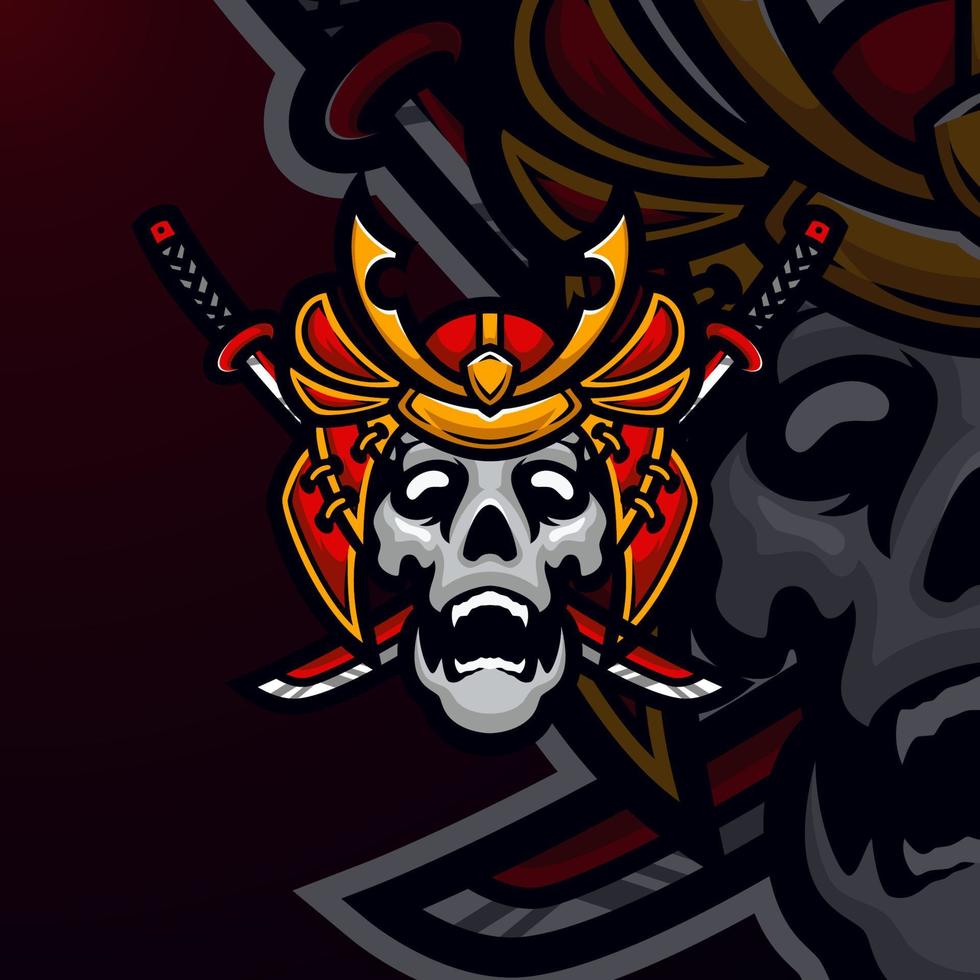 samurai mascot logotipo esport premium vetor