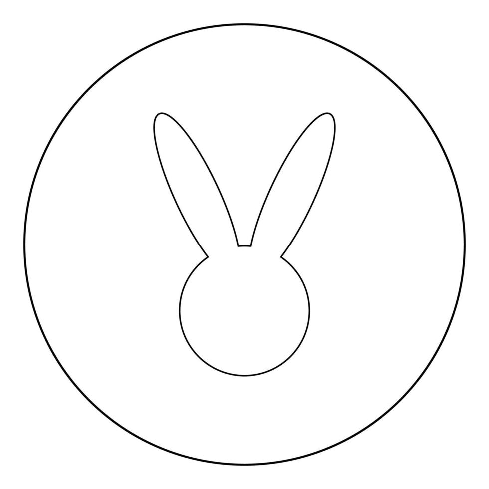 ícone de cabeça de lebre ou coelho cor preta em círculo vetor