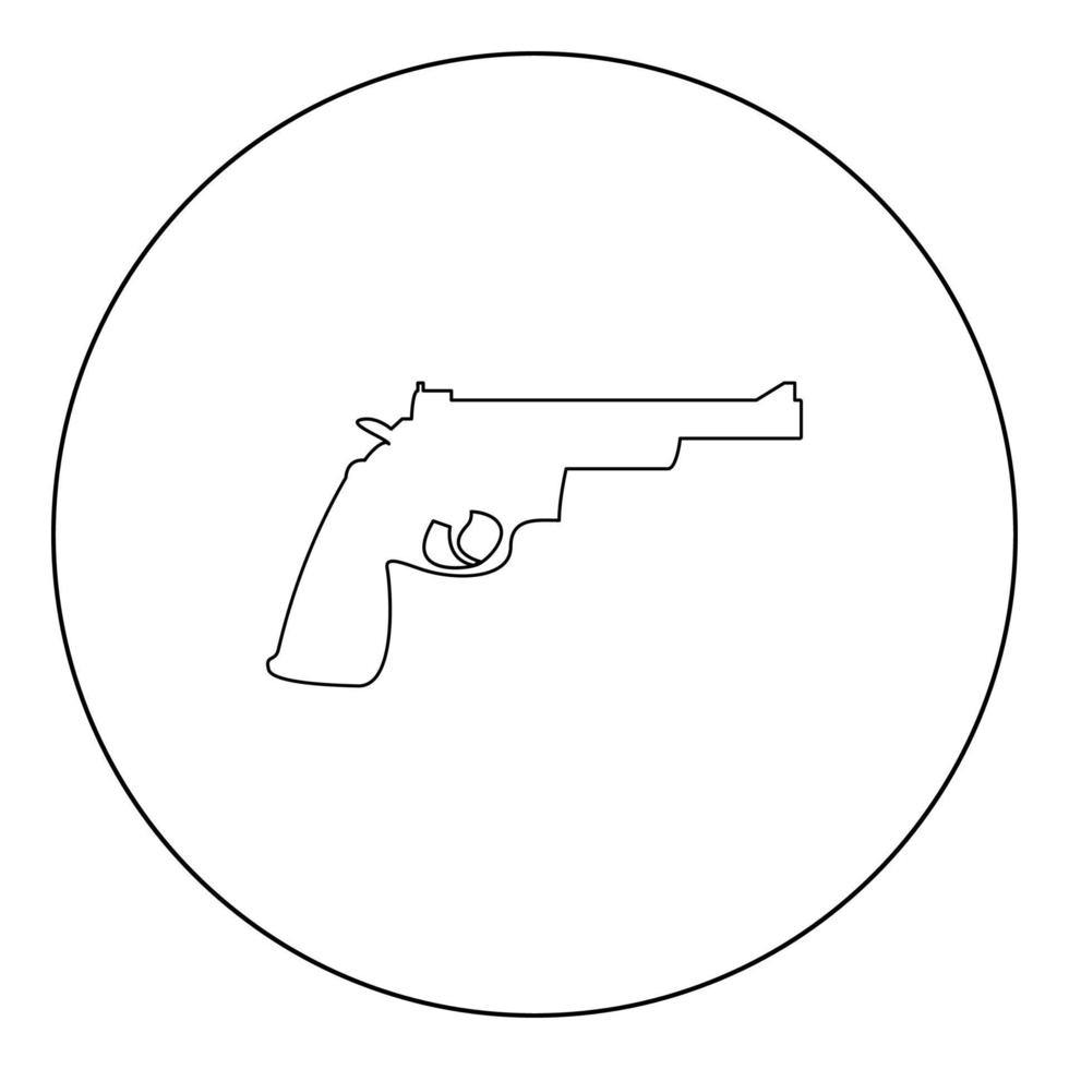 arma revólver ícone cor preta em círculo vetor