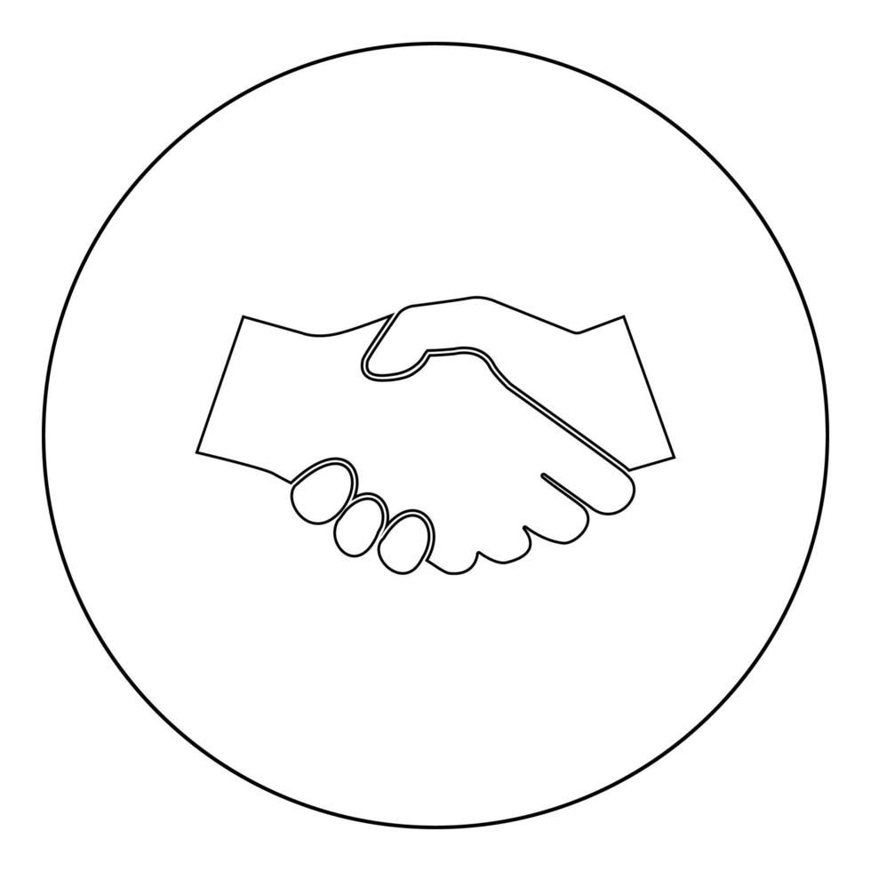 ícone de aperto de mão de negócios cor preta em círculo vetor