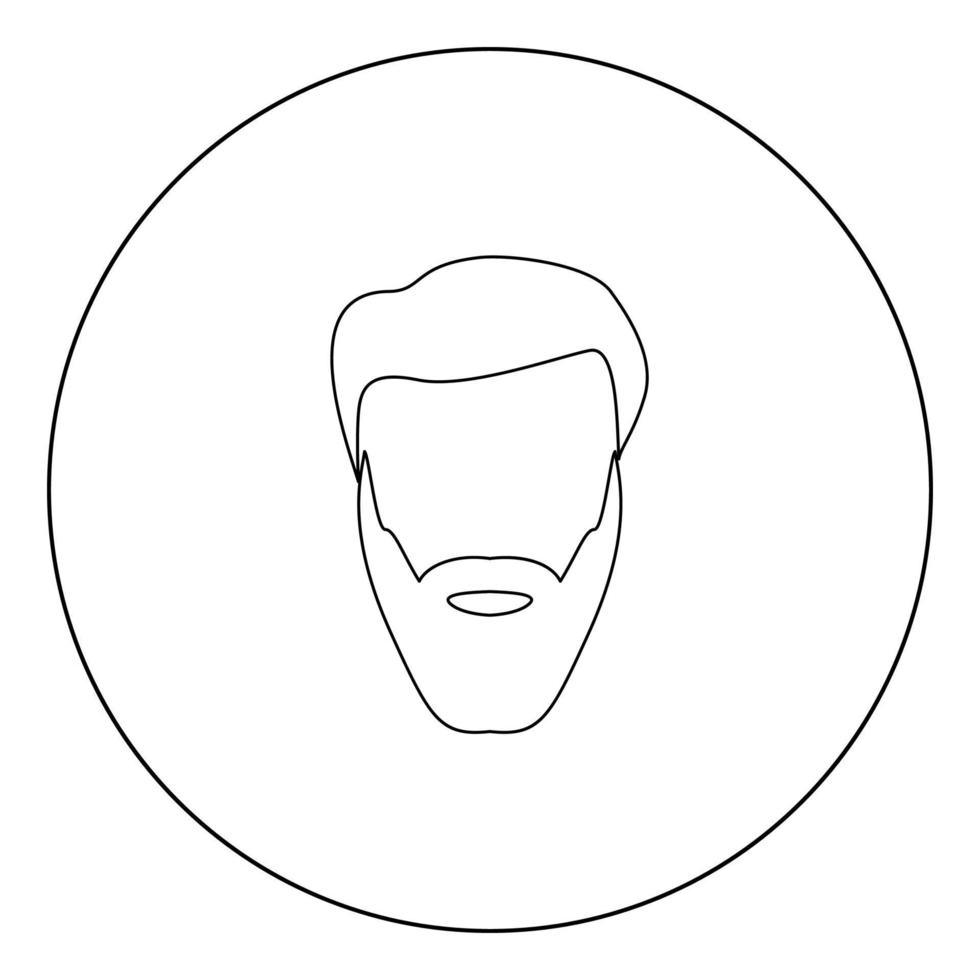 cabeça com ícone de barba e cabelo preto em ilustração vetorial de círculo isolado. vetor