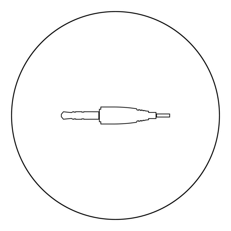 conector de cabo de áudio de estúdio ou ícone de mini jack cor preta em círculo vetor