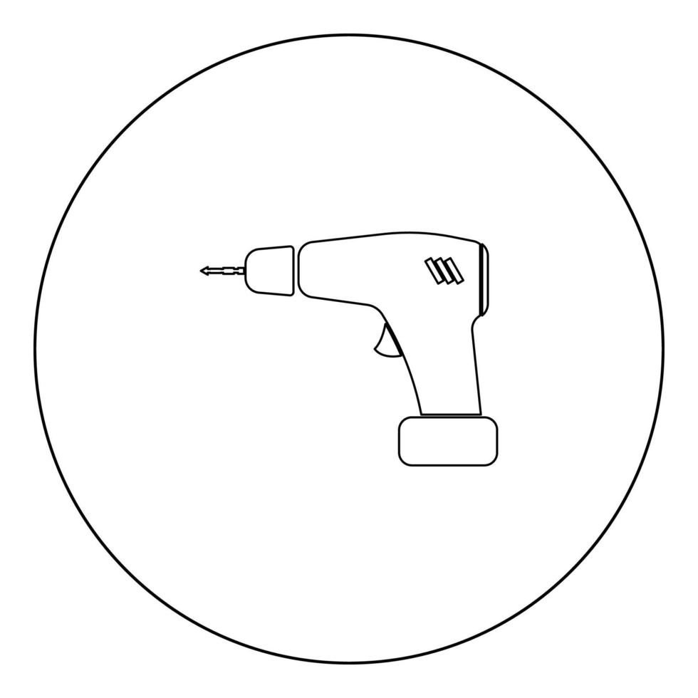 ícone de chave de fenda cor preta em círculo vetor