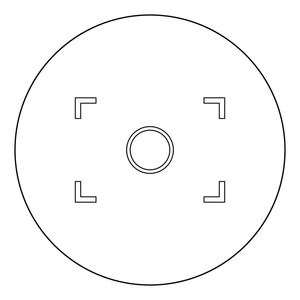 ícone de foco da câmera cor preta em círculo vetor