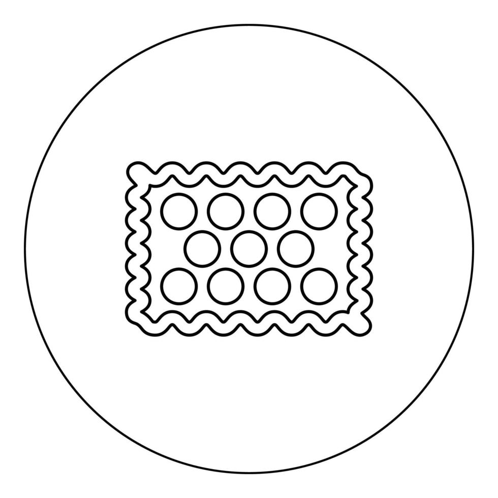 ícone de biscoito cor preta em ilustração vetorial de círculo isolado vetor