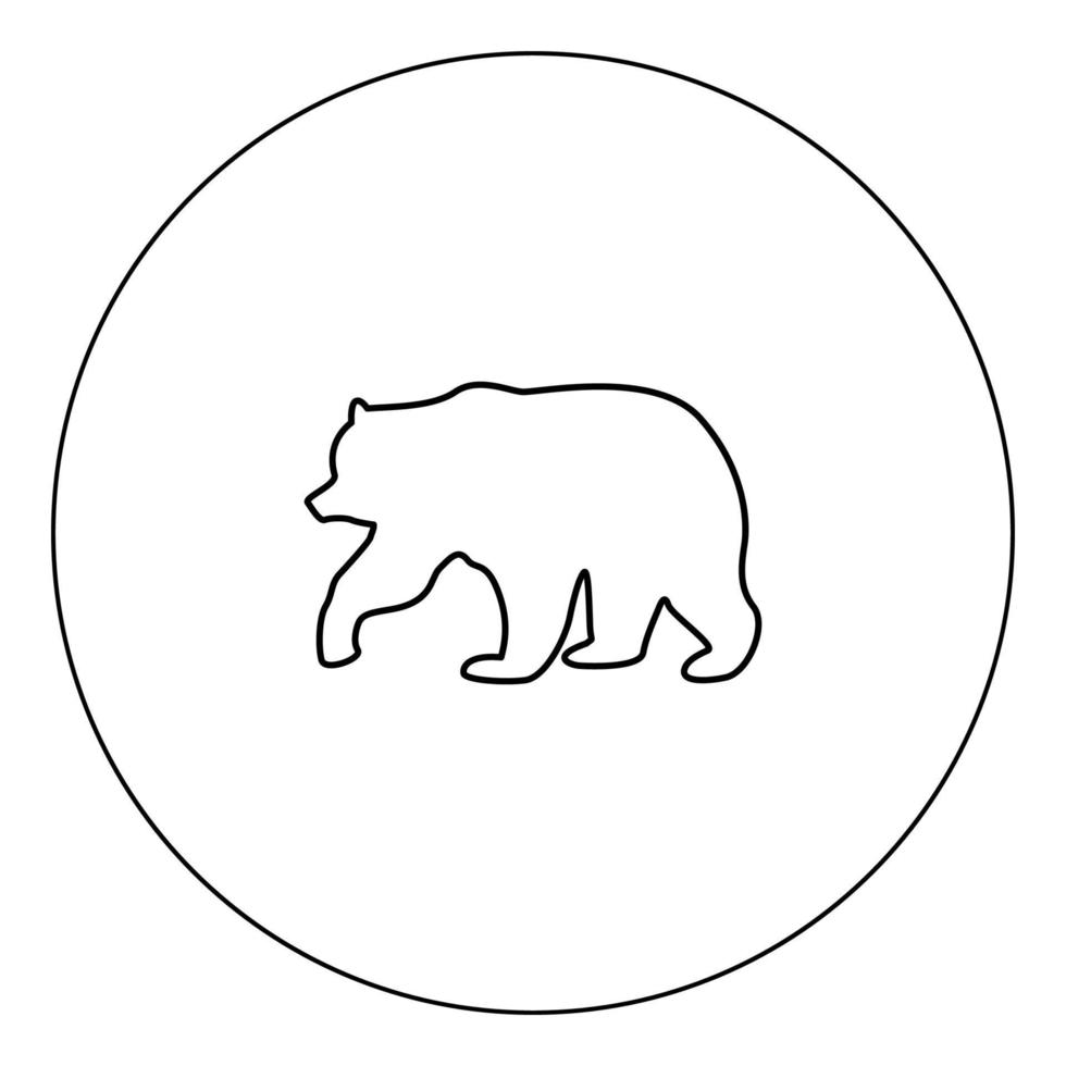 ícone de urso cor preta em ilustração vetorial de círculo isolado vetor