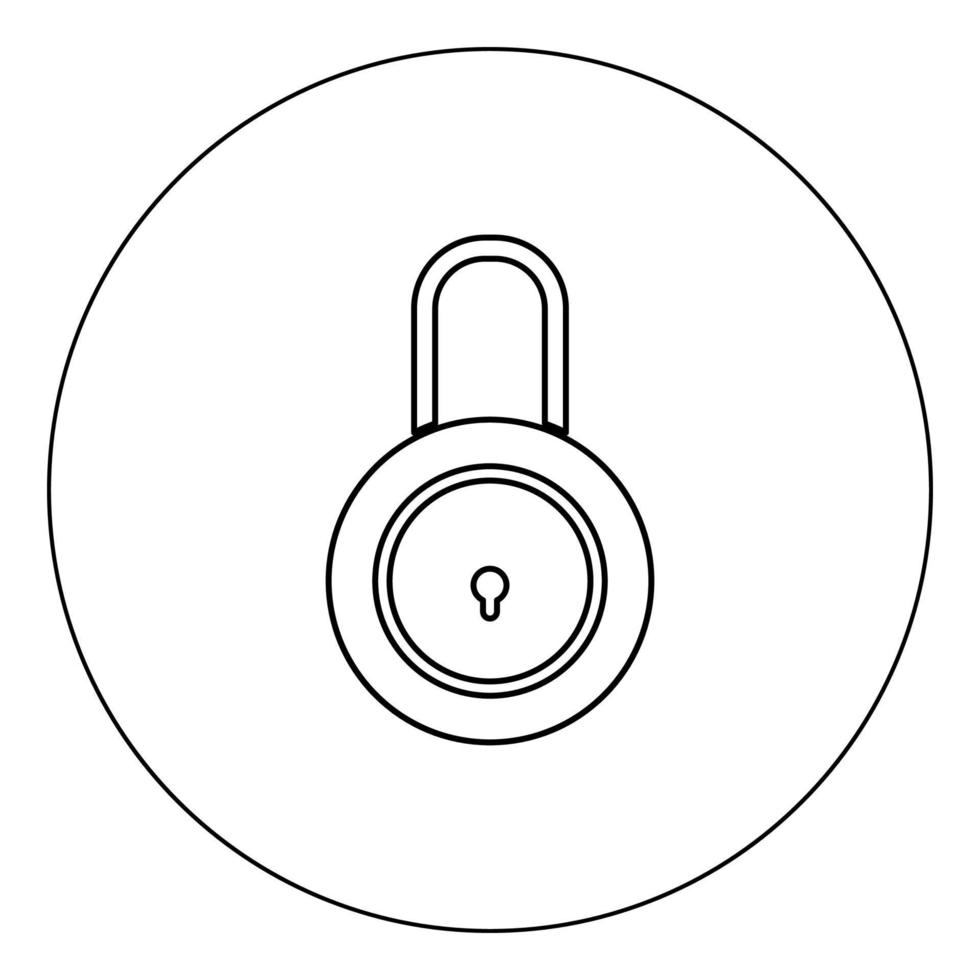 cor preta do ícone de cadeado na ilustração vetorial de círculo isolado vetor