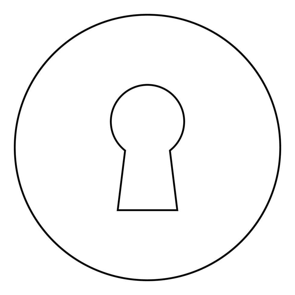 cor preta do ícone do buraco da fechadura no círculo vetor
