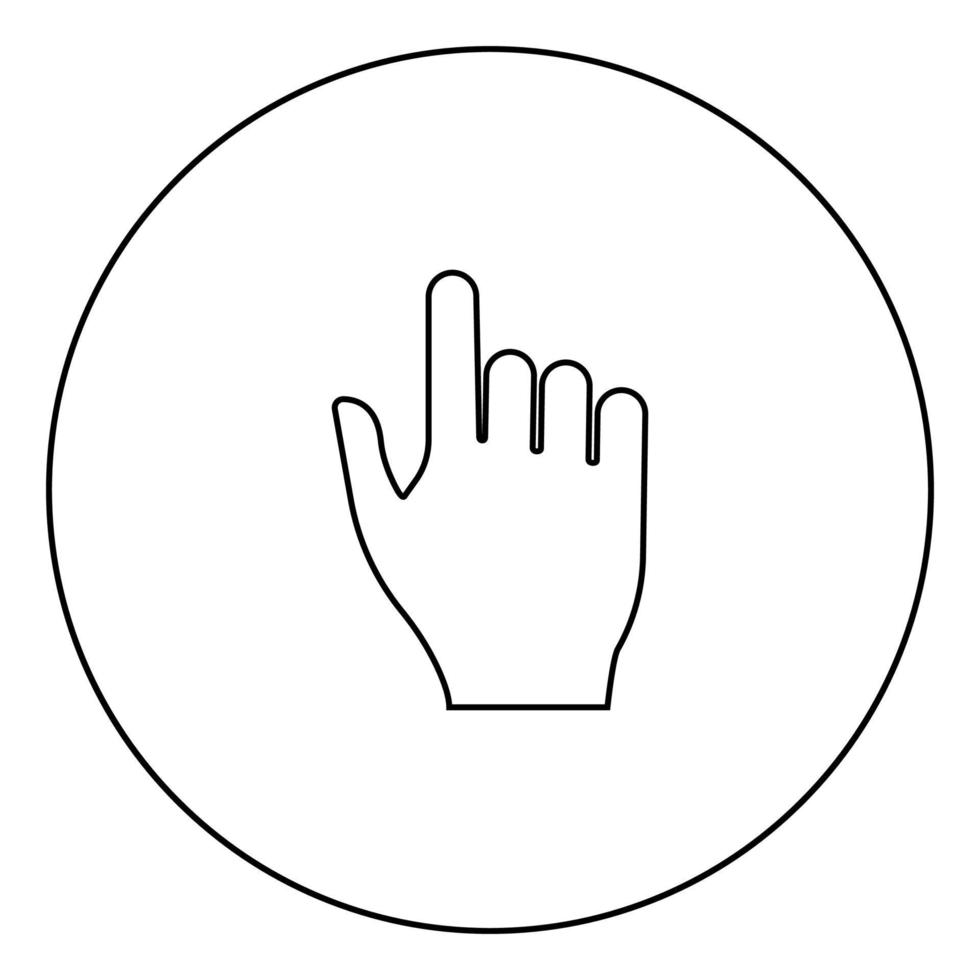 apontando a cor preta do ícone da mão no círculo vetor