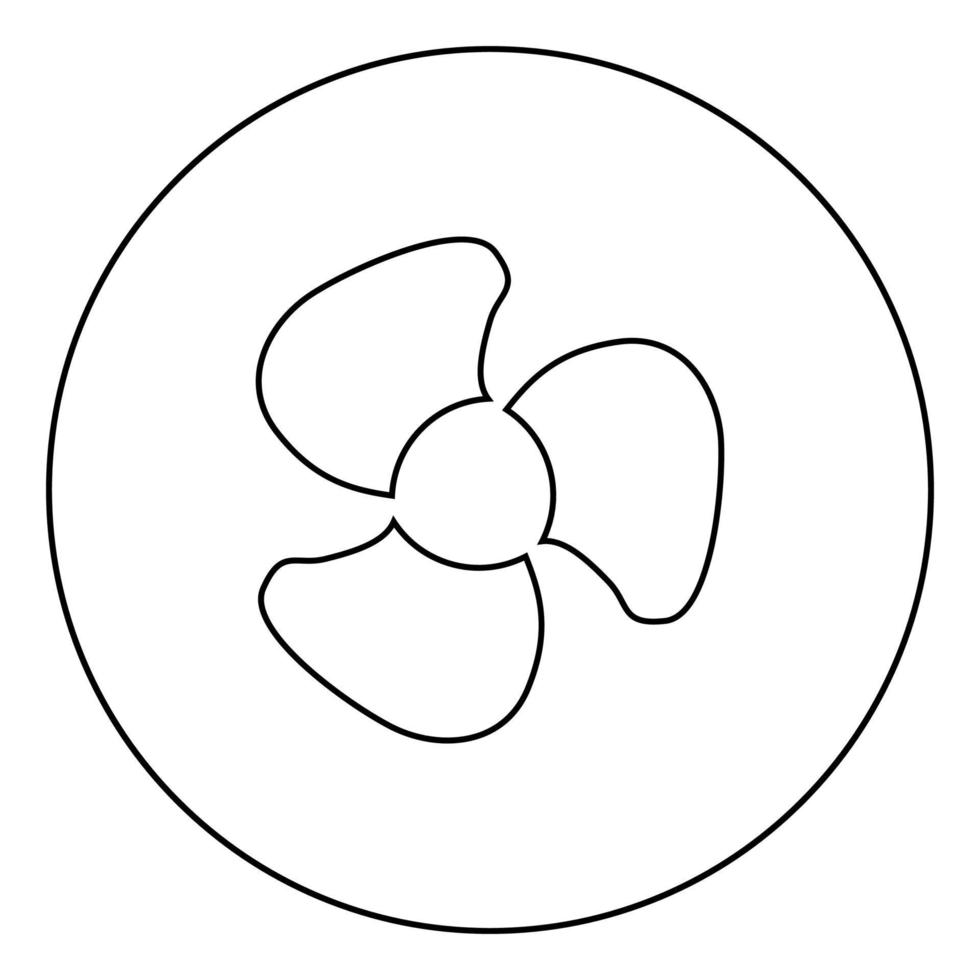 ícone de pás do ventilador cor preta em círculo vetor