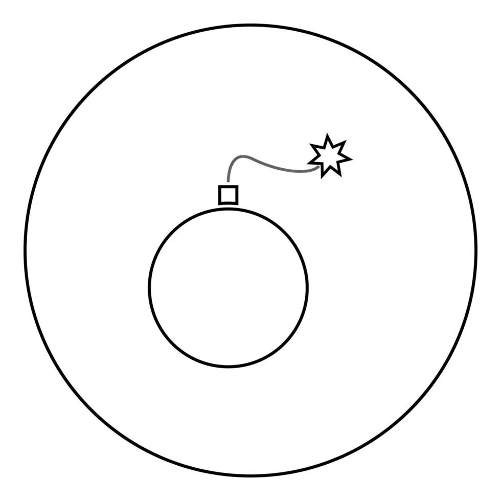 cor preta do ícone da bomba no círculo vetor