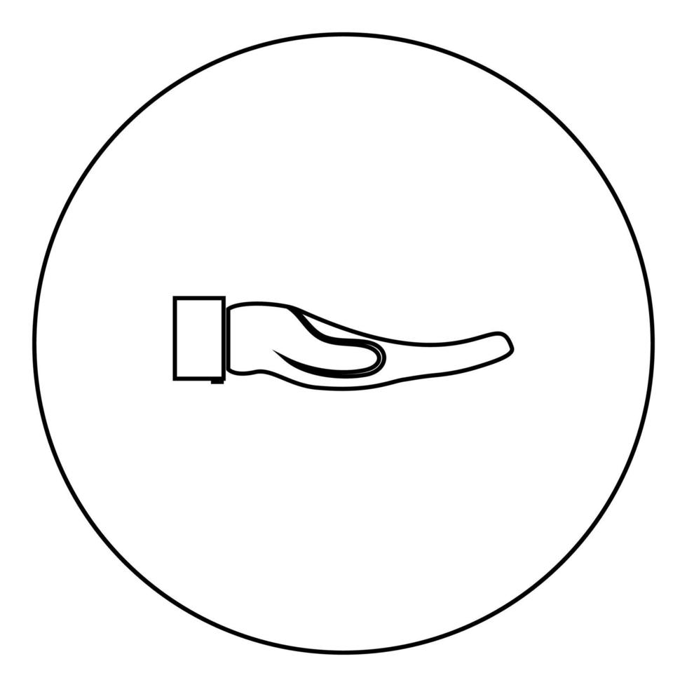 ícone de mão cor preta em círculo vetor
