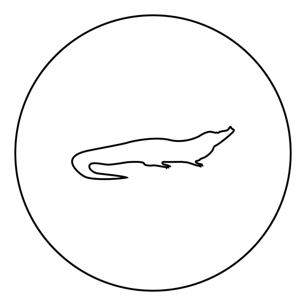 ícone de crocodilo preto no contorno do círculo vetor