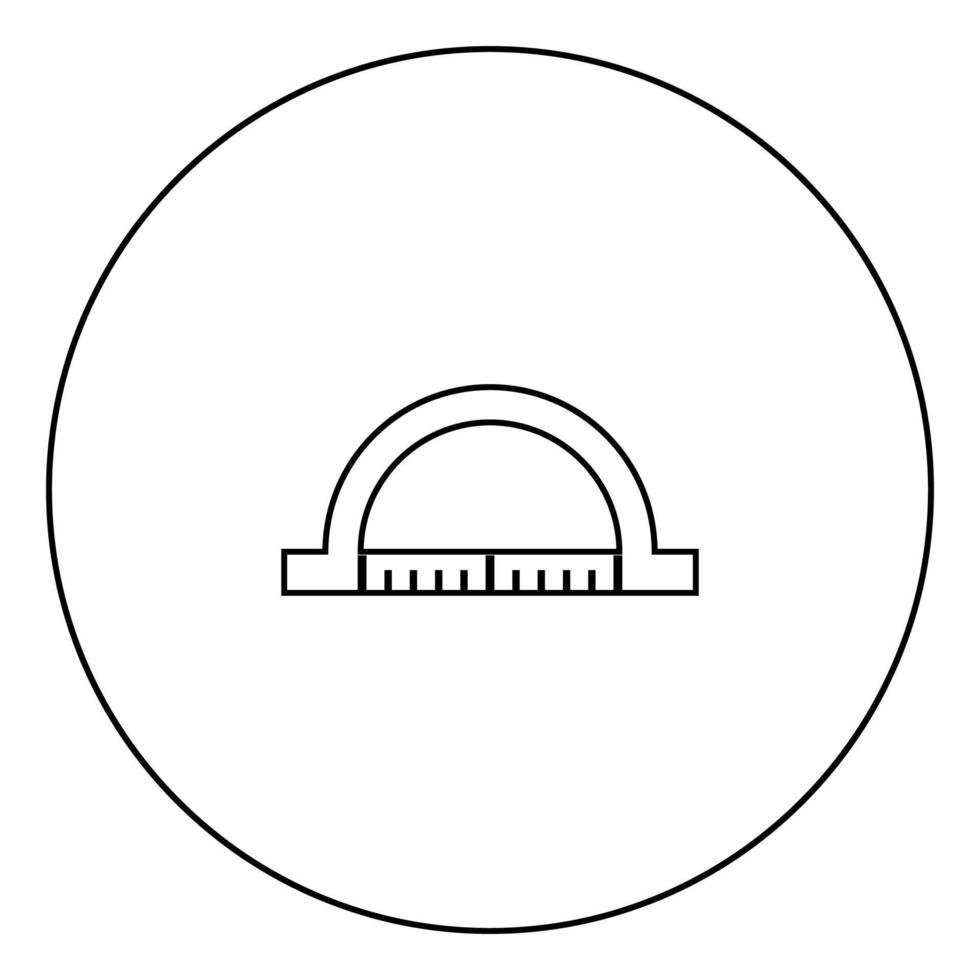ícone preto transferidor no contorno do círculo vetor