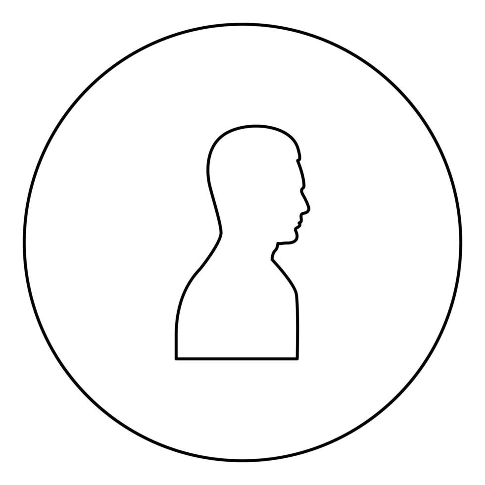 perfil vista lateral retrato ícone preto contorno na imagem do círculo vetor