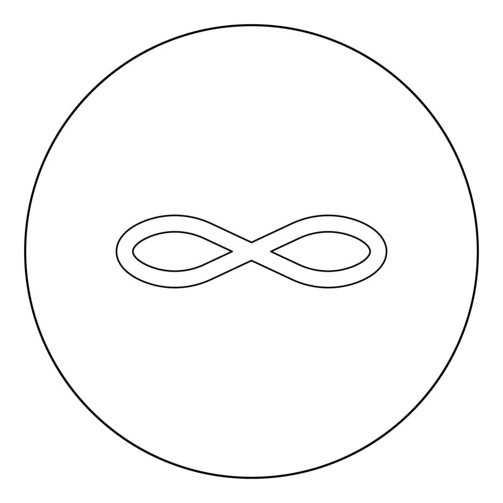 ícone do símbolo do infinito cor preta em círculo ou redondo vetor