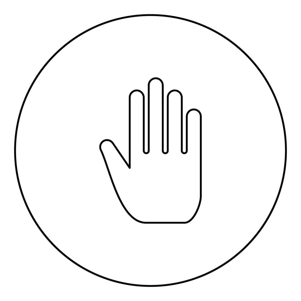 abra o contorno do ícone preto da mão humana na imagem do círculo vetor