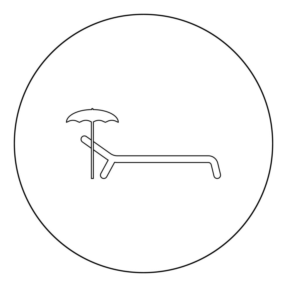 cadeira de praia ícone cor preta em círculo ou redondo vetor