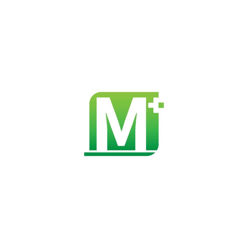 ícone do logotipo da letra m com design cruzado médico vetor