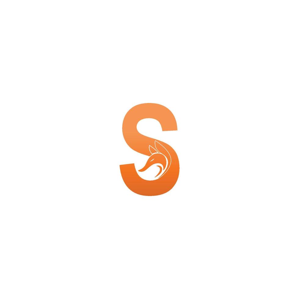 combinação de ícone de cabeça de raposa com design de ícone de logotipo de letra s vetor