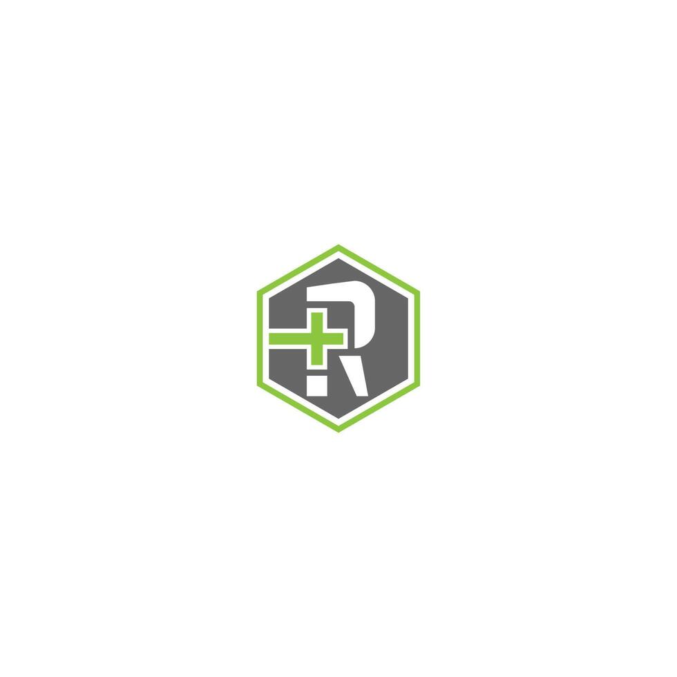 logotipo da letra cruzada r, letra cruzada médica vetor