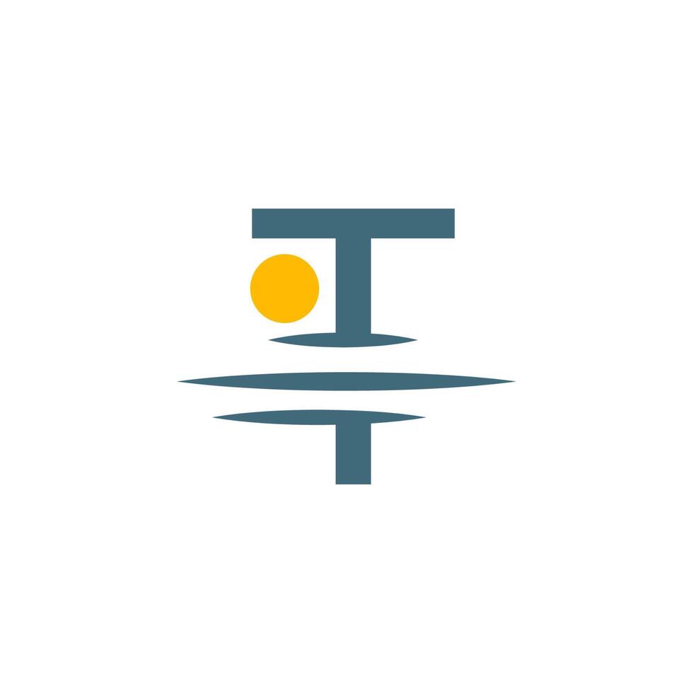 letra de ícone de logotipo t com design de ícone de pôr do sol vetor