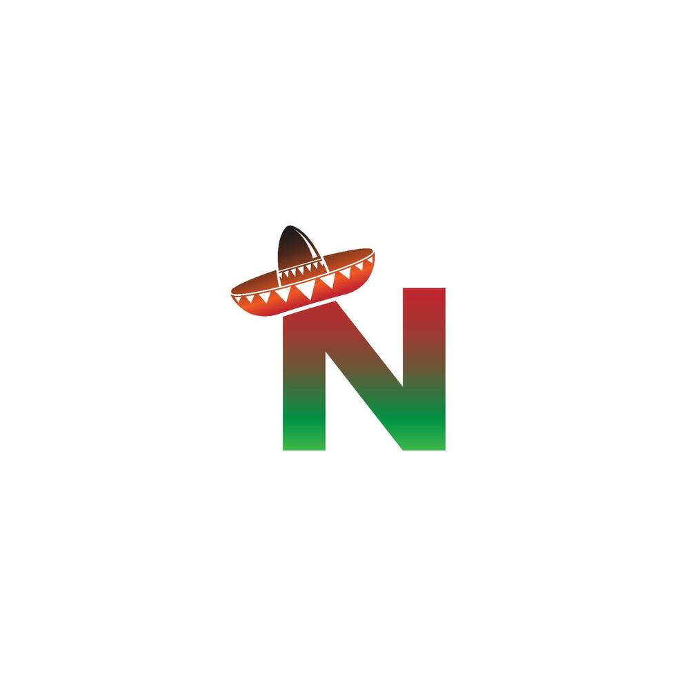 design de conceito de chapéu mexicano letra n vetor