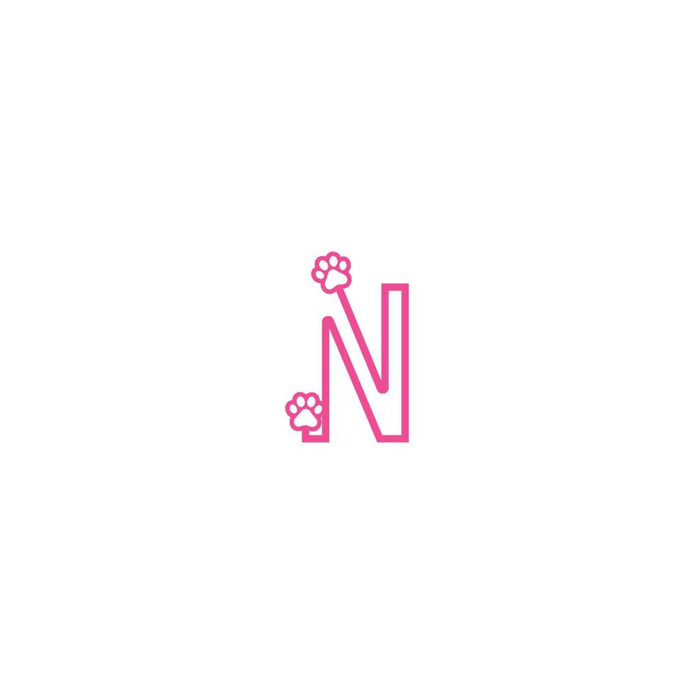 letra n design de logotipo conceito de pegadas de cachorro vetor