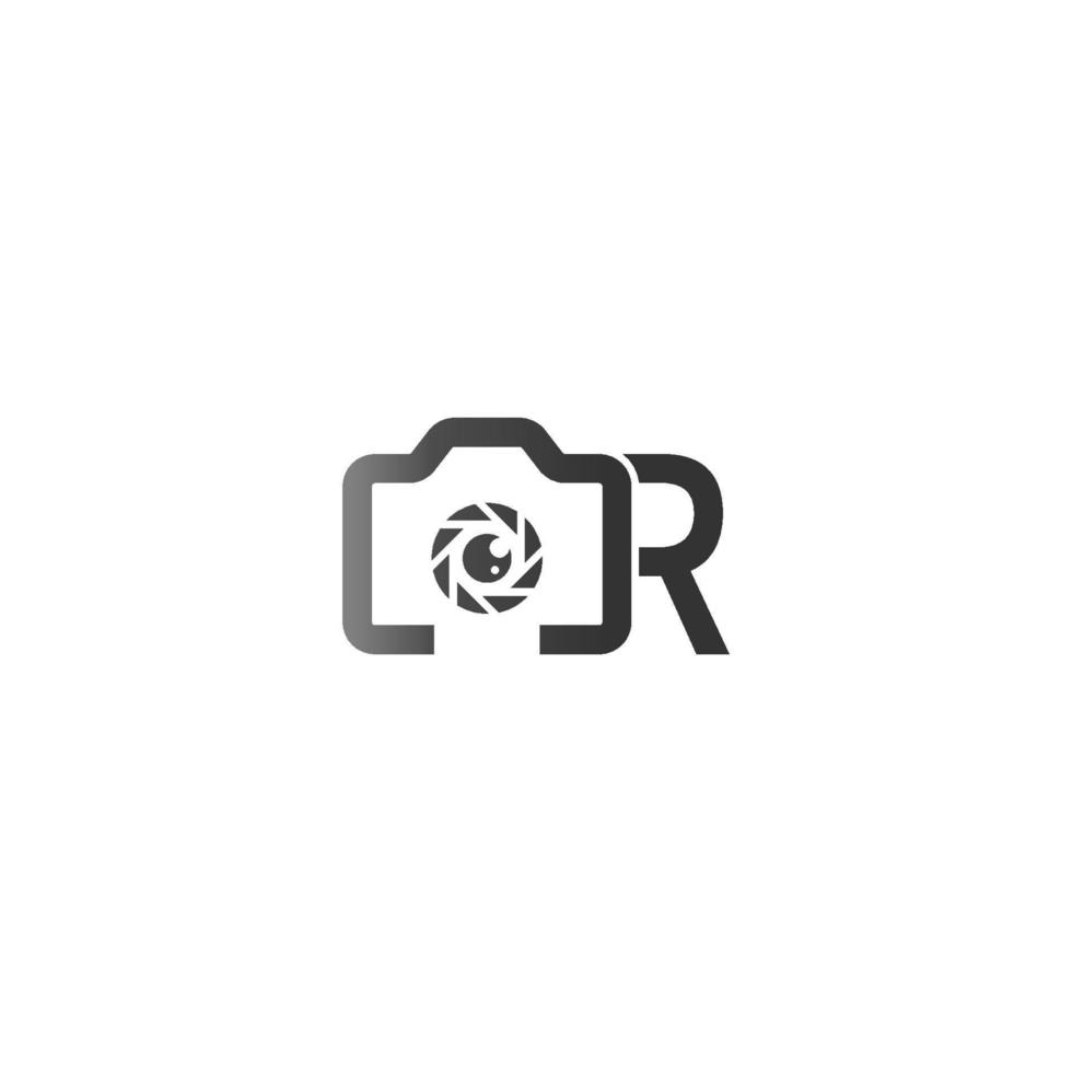 o logotipo da letra r da fotografia é combinado com o ícone da câmera vetor