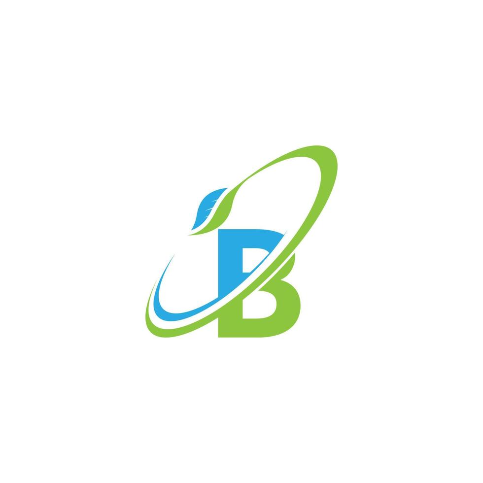 conceito de design de ícone de folha de logotipo letra b vetor