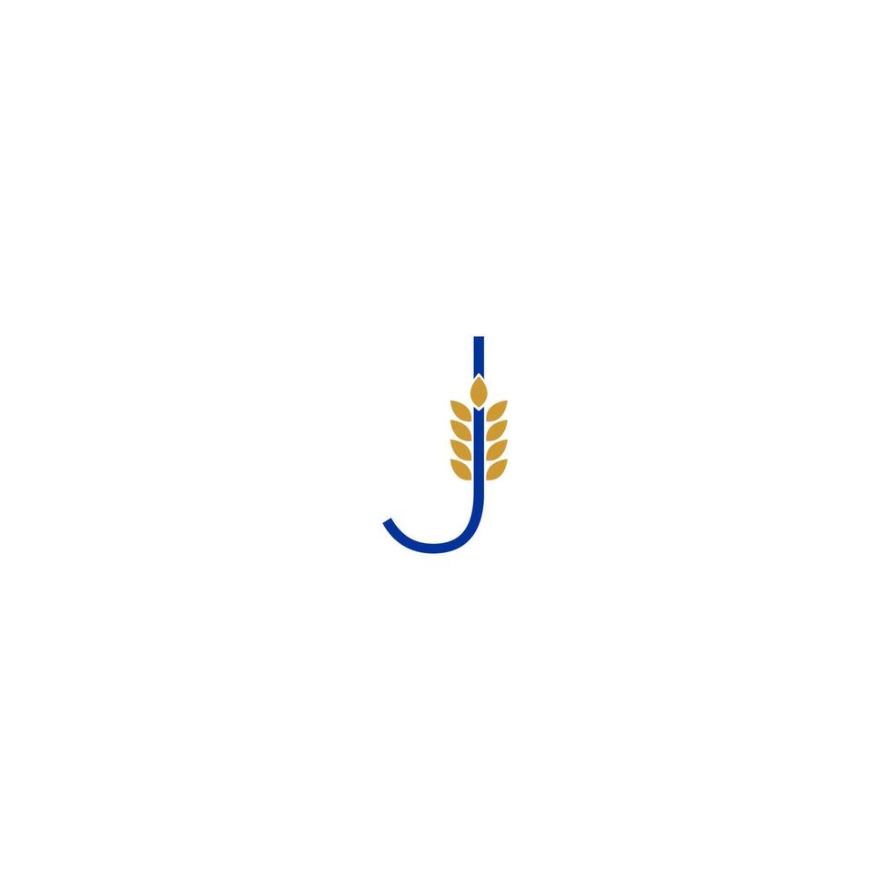 letra j combinada com design de logotipo de ícone de trigo vetor