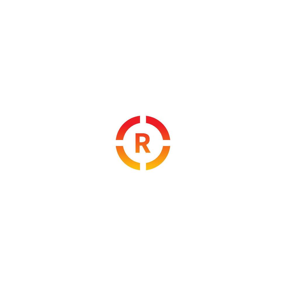 conceito de design de letra de logotipo de círculo r em cores gradientes vetor