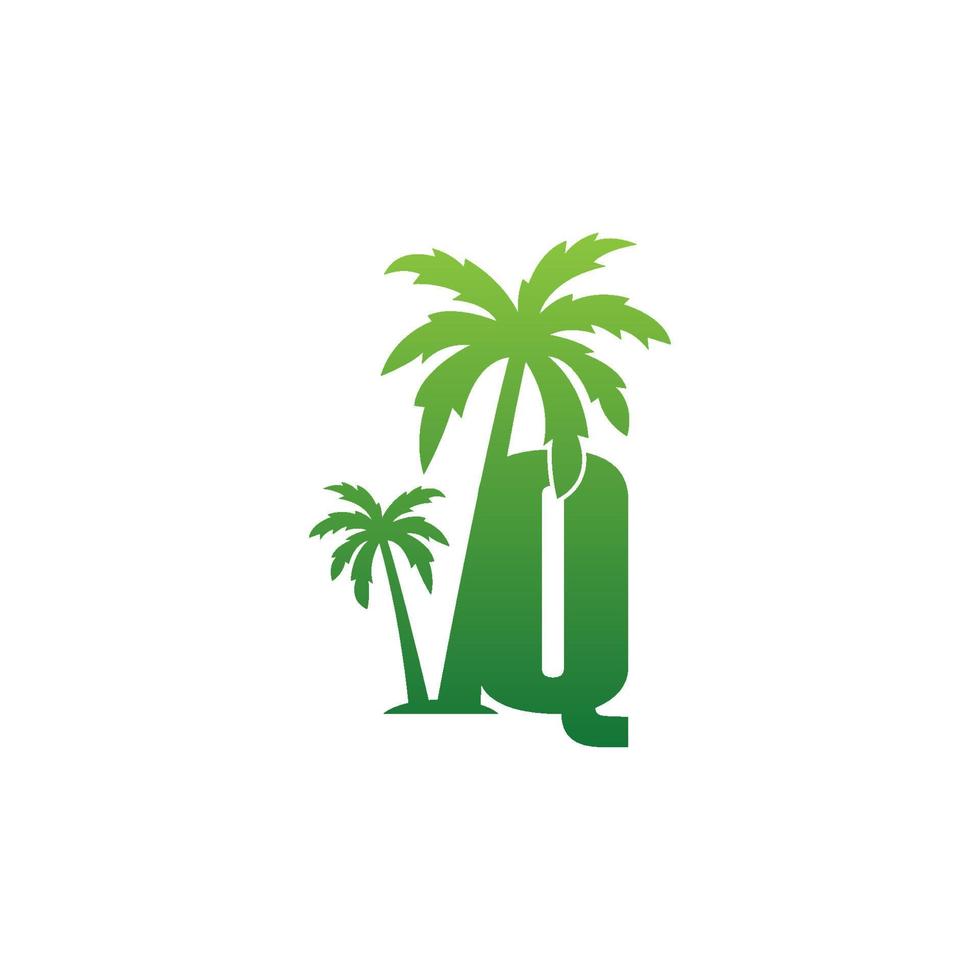 letra q logotipo e vetor de design de ícone de coqueiro