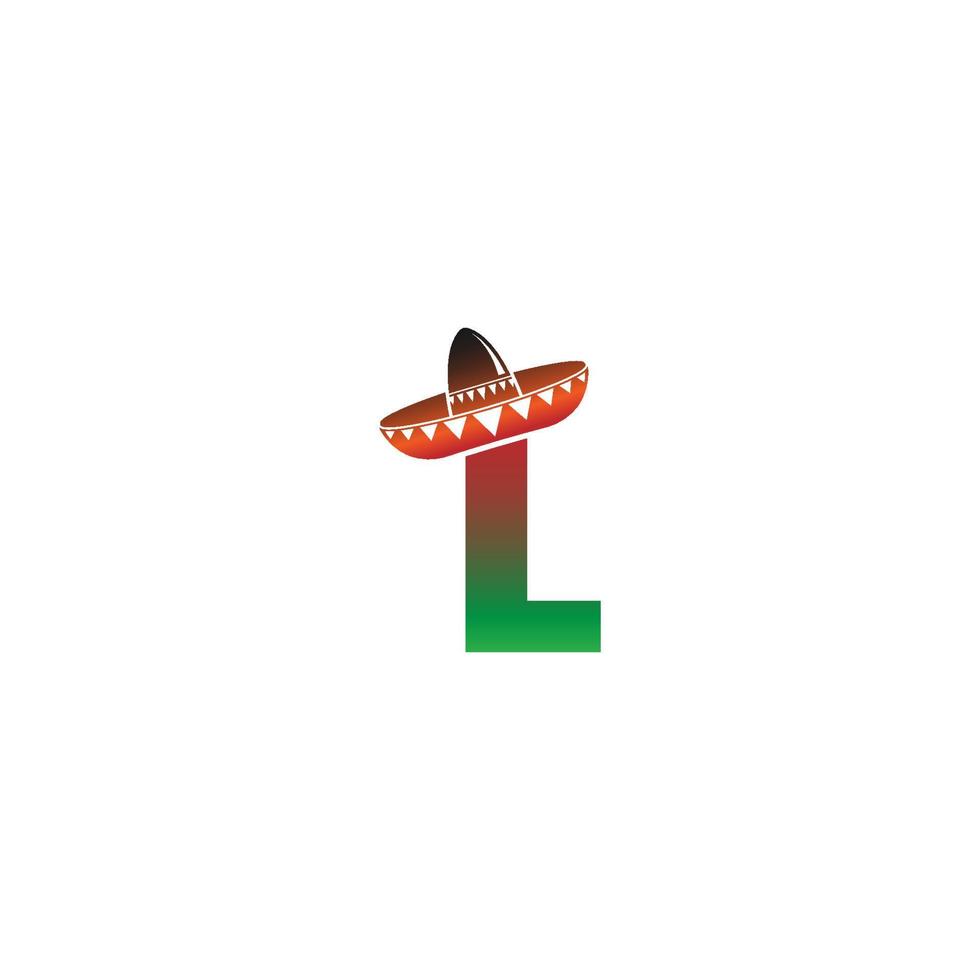 letra l design de conceito de chapéu mexicano vetor