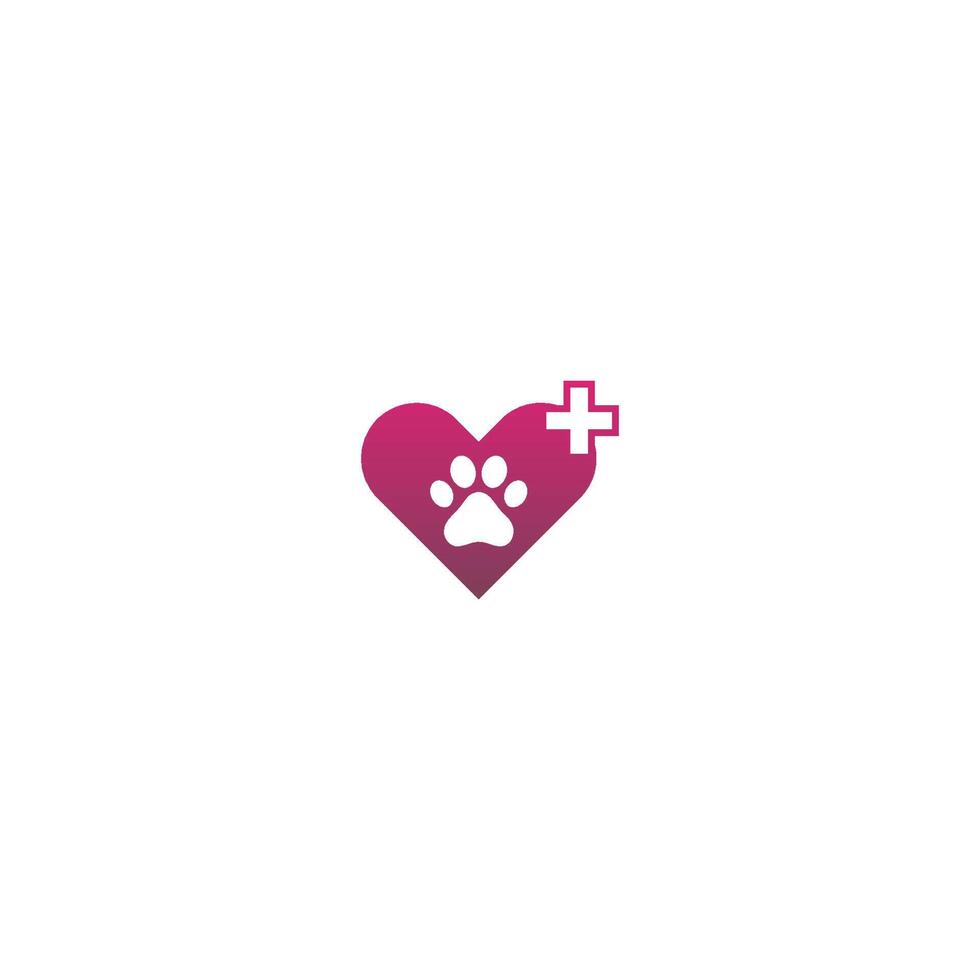 conceito de design de ícone de amor de logotipo de pegada de cachorro vetor