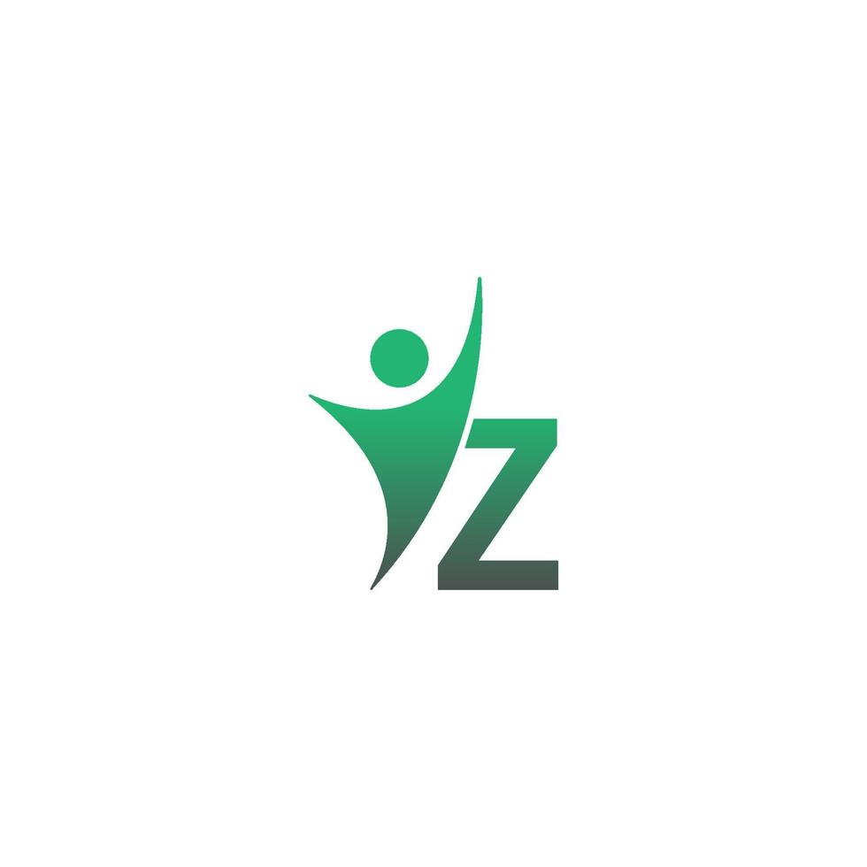 logotipo do ícone da letra z com homem de sucesso abstrato na frente, design criativo do ícone do logotipo do alfabeto vetor