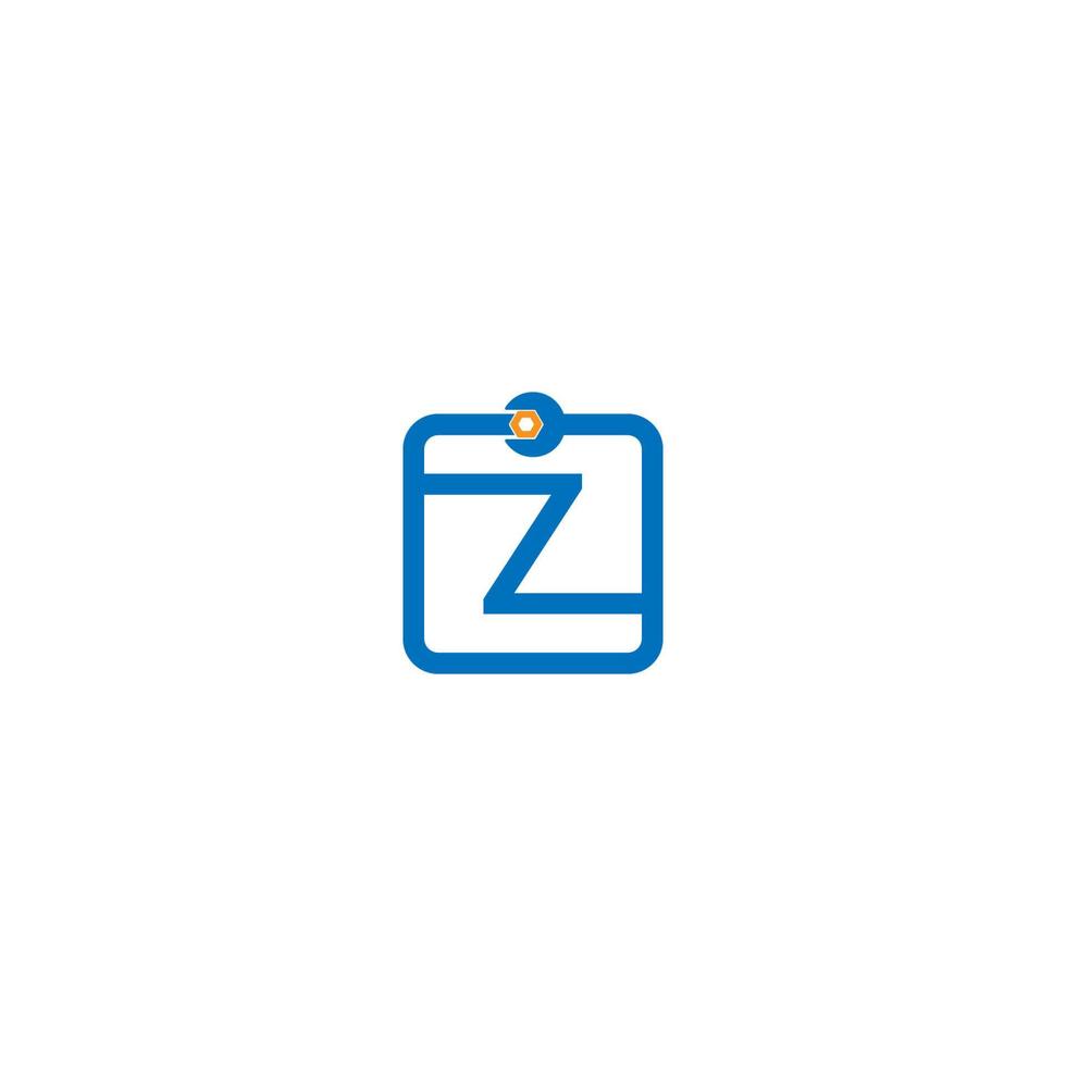 ícone do logotipo da letra z formando um design de chave e parafuso vetor