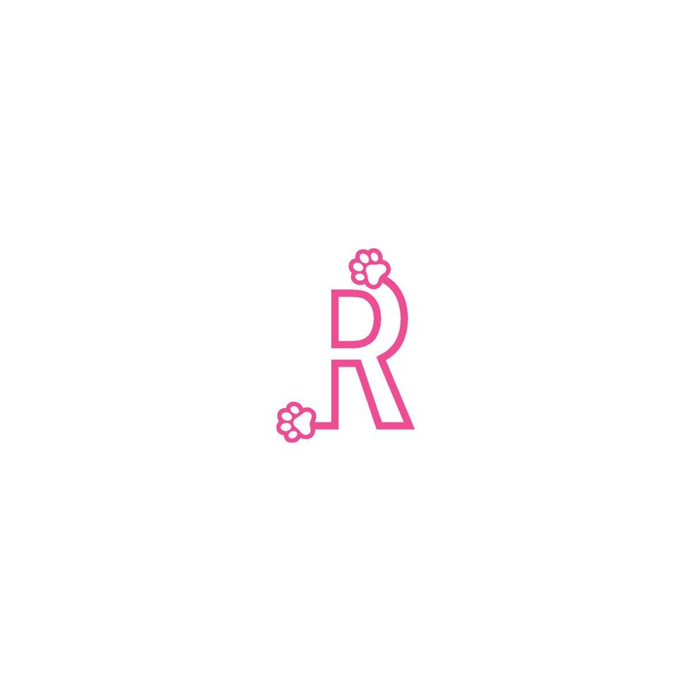 letra r design de logotipo conceito de pegadas de cachorro vetor
