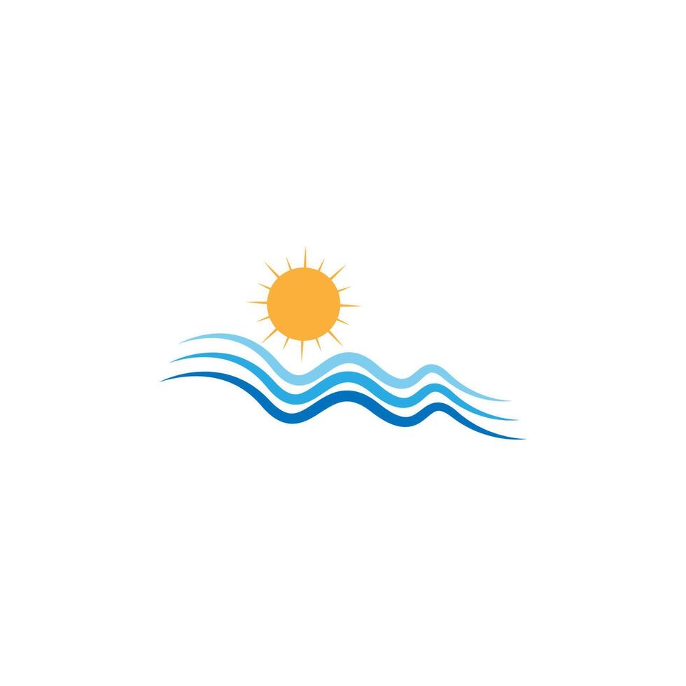 design de ícone de logotipo de onda e sol vetor