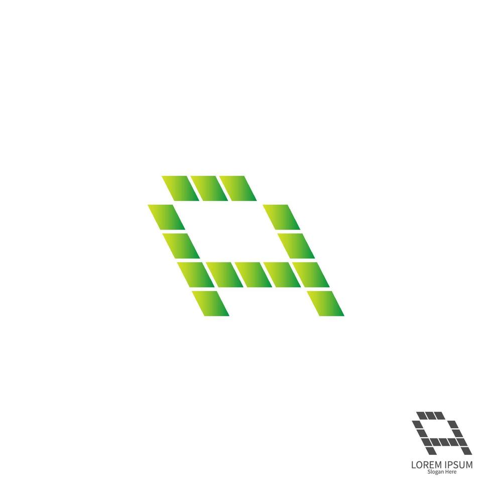 letra um design de conceito de ícone de logotipo quadrado vetor