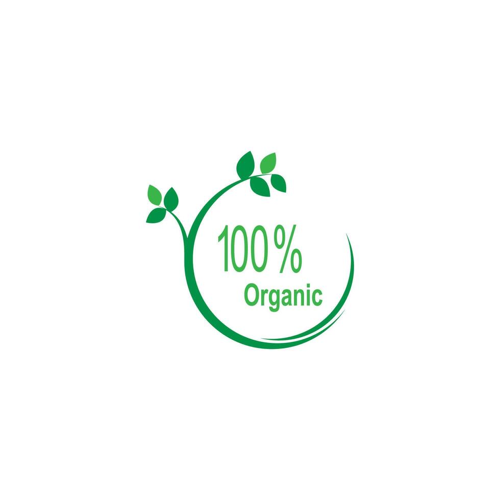 100 por cento ícone, natural, vegano, orgânico, aniversário, ilustração de design de rótulo vetor